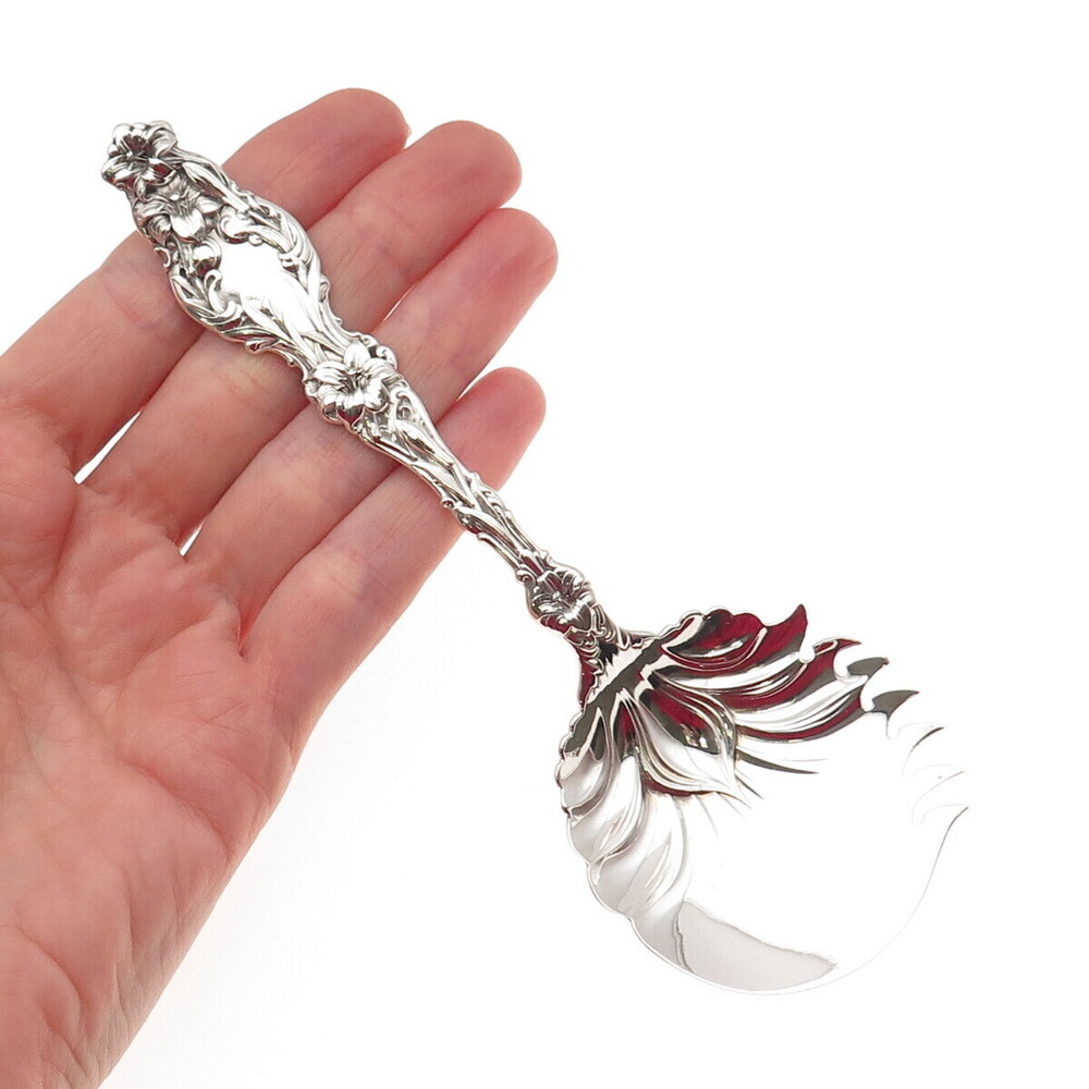 Whiting Mfg Co. 925 Sterling Silver Antique 1902 Lily Large Cucumber Server